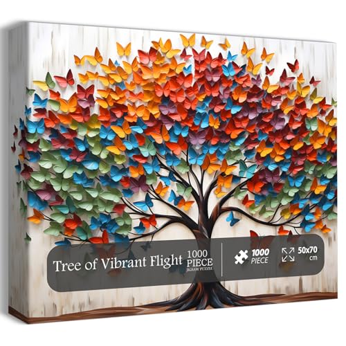 PPuzzling Butterfly Tree Puzzles 1000 Pieces for Adults Tree of Life Puzzles Coloful Nature Plant Flower Jigsaw Puzzles as Home Decor - Image 5
