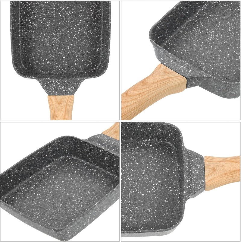 Lurrose Non-stick Maifan Stone Small Frying Pan with Handle, Sturdy Household Kitchen Skillet for Omelette and Breakfast Cooking on Induction Cooktops - Image 2