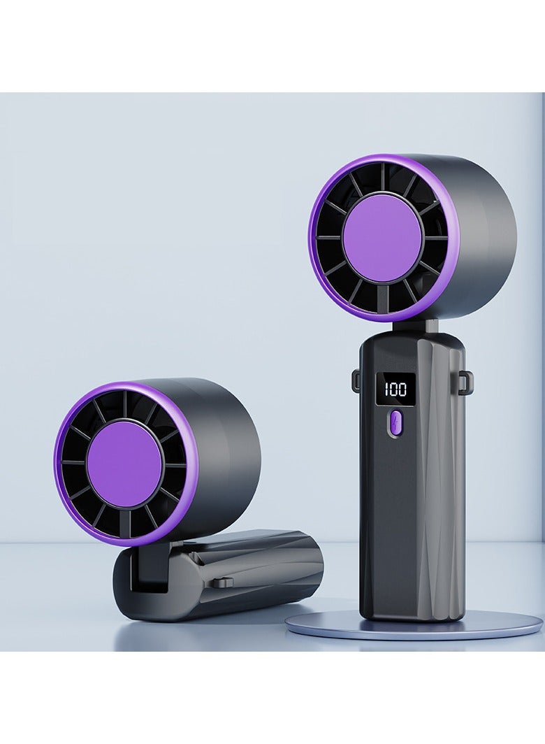 Battery-powered handheld fan with digital display and 5 adjustable speeds - Image 1