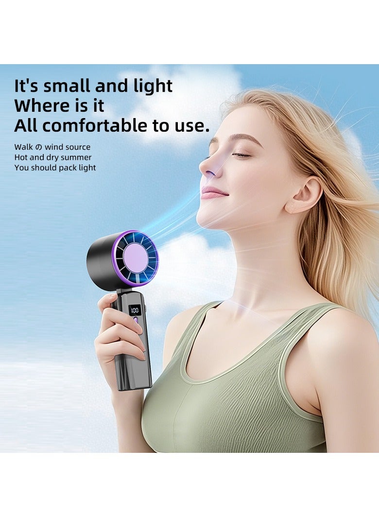 Battery-powered handheld fan with digital display and 5 adjustable speeds - Image 5