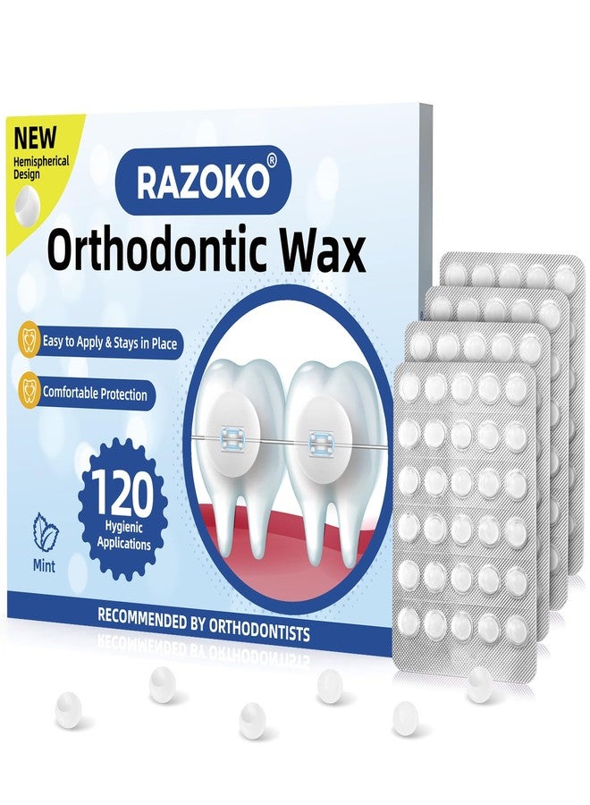 RAZOKO Orthodontic Wax for Braces Wax Dots 120 Individual Hygienic Packaging Dental Wax Mint - Image 1