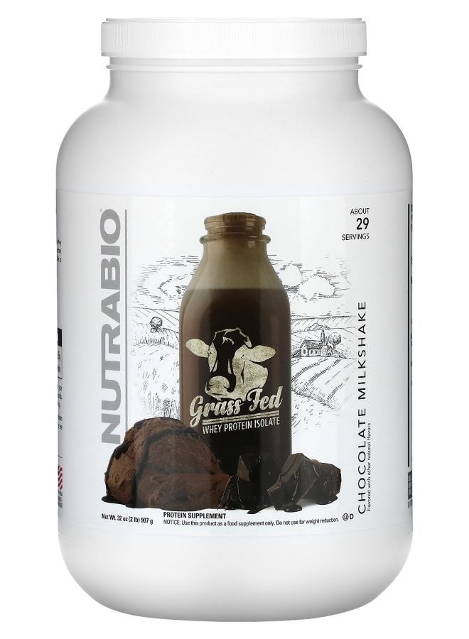 NutraBio Grass Fed Whey Protein Isolate Chocolate Milkshake 2 lb (907 g)