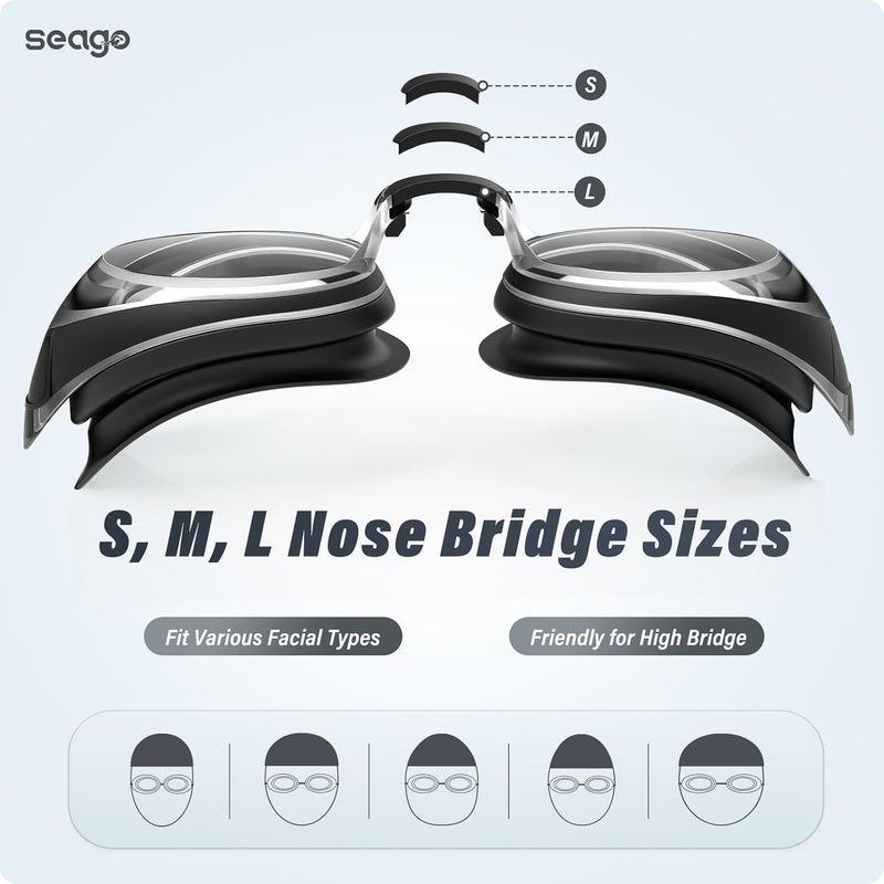 Seago 2 Pack Swimming Goggles Anti-fog Anti-UV Silicone Swim Goggles Adult Women Men - Image 4