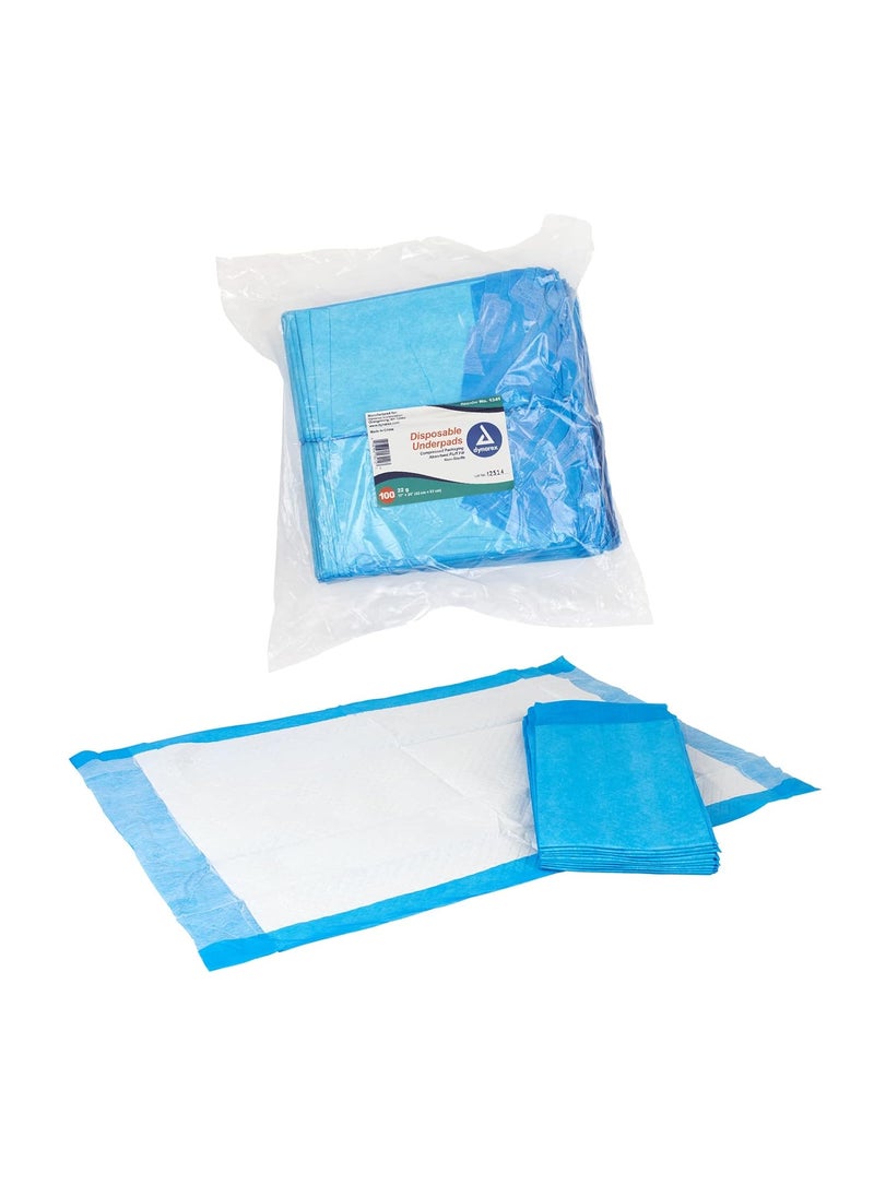 Dynarex Dynarex 1341 Disposable UnderPad, Medical-Grade Incontinence Bed Pad to Protect Sheet, Mattresses, and Furniture, 17" x 24", 22g, 100 Count (Pack of 1) 