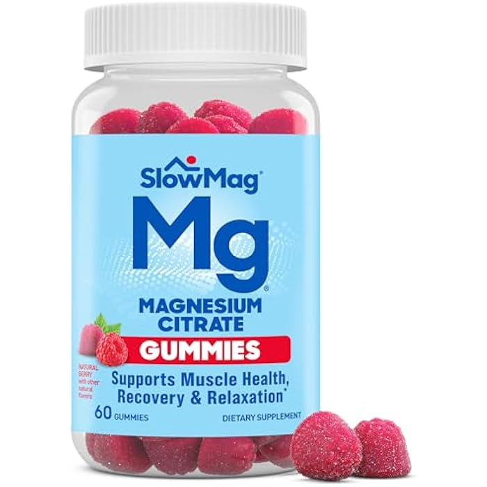 Slow-Mag SlowMag Magnesium Citrate Gummies, 60 Count, Supports Muscle Health, Natural Berry Flavor, Recovery & Relaxation - Image 1