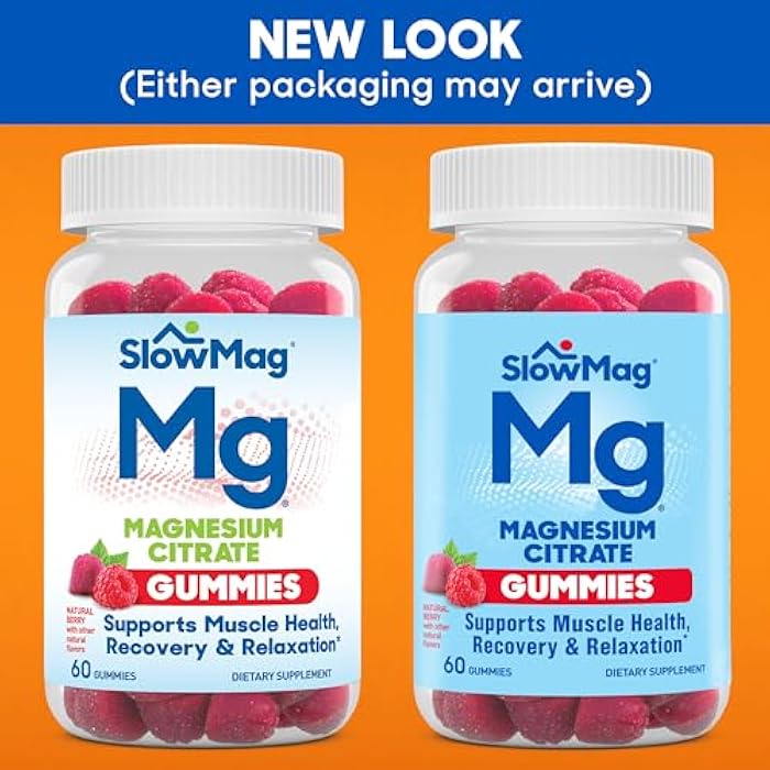 Slow-Mag SlowMag Magnesium Citrate Gummies, 60 Count, Supports Muscle Health, Natural Berry Flavor, Recovery & Relaxation - Image 4