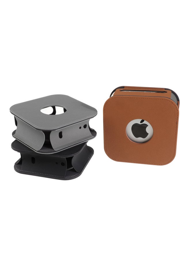 Direct Mac Mini4 For Apple Computer Host Leather Case Car Ultra-thin Storage Protective Case-Color:Bronze  - Image 4
