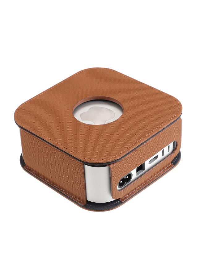 Direct Mac Mini4 For Apple Computer Host Leather Case Car Ultra-thin Storage Protective Case-Color:Bronze  - Image 5