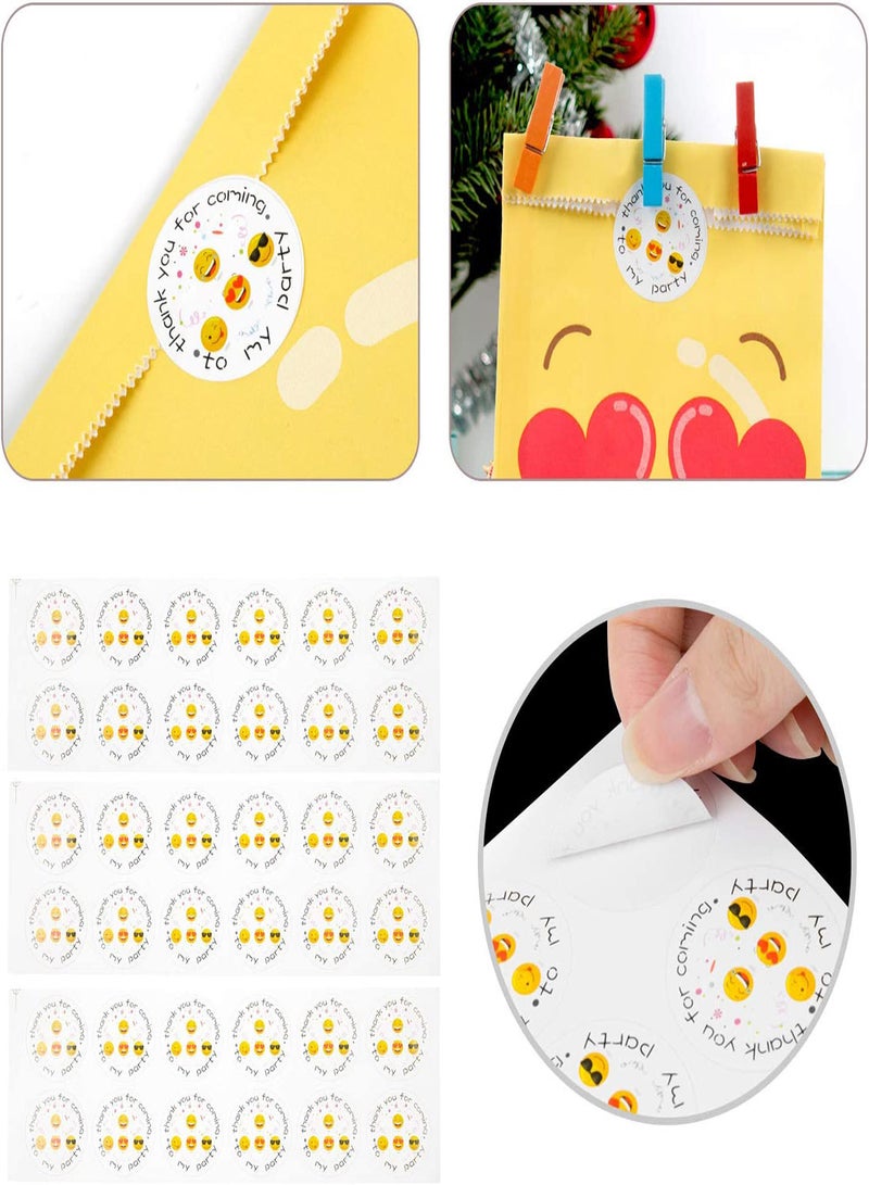 Excefore Expression Paper Bag 24 Pcs Candy Bags with 24 Stickers  Smiley Gift Paper Bags Grocery Bags Craft Paper Bags Lunch Flat Bottom Bags Favor Bag for Birth Party Supplies Smiley Party Bags - Image 4