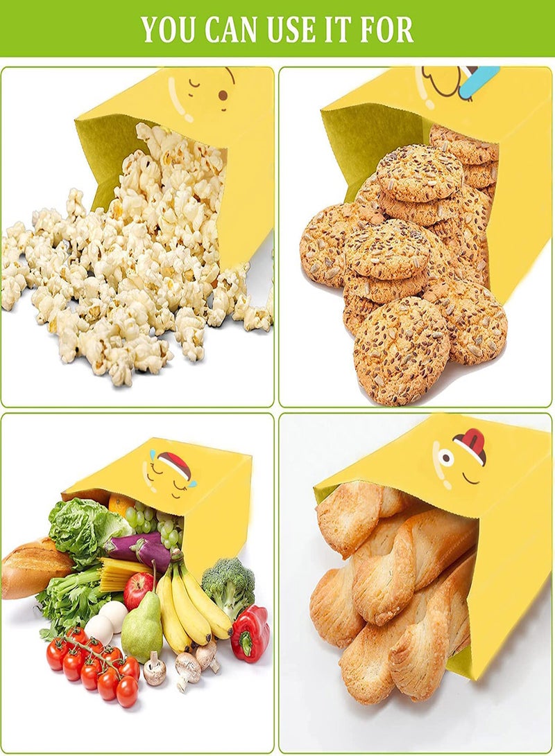 Excefore Expression Paper Bag 24 Pcs Candy Bags with 24 Stickers  Smiley Gift Paper Bags Grocery Bags Craft Paper Bags Lunch Flat Bottom Bags Favor Bag for Birth Party Supplies Smiley Party Bags - Image 3