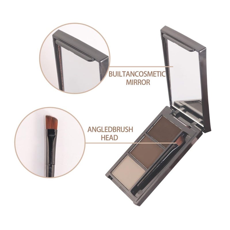 CAKAILA Eyebrow Powder Dark Light Brown Kit,Eye Brow Powder for Women with Brow Brush,Long-Lasting Waterproof Three Colors Brow Filler Get Full Defined Natural Brows,Eyebrow Powder Makeup - Image 5