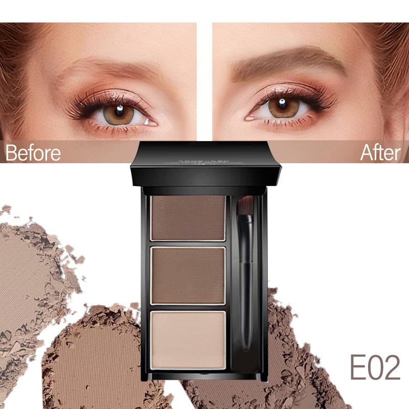 CAKAILA Eyebrow Powder Dark Light Brown Kit,Eye Brow Powder for Women with Brow Brush,Long-Lasting Waterproof Three Colors Brow Filler Get Full Defined Natural Brows,Eyebrow Powder Makeup - Image 2