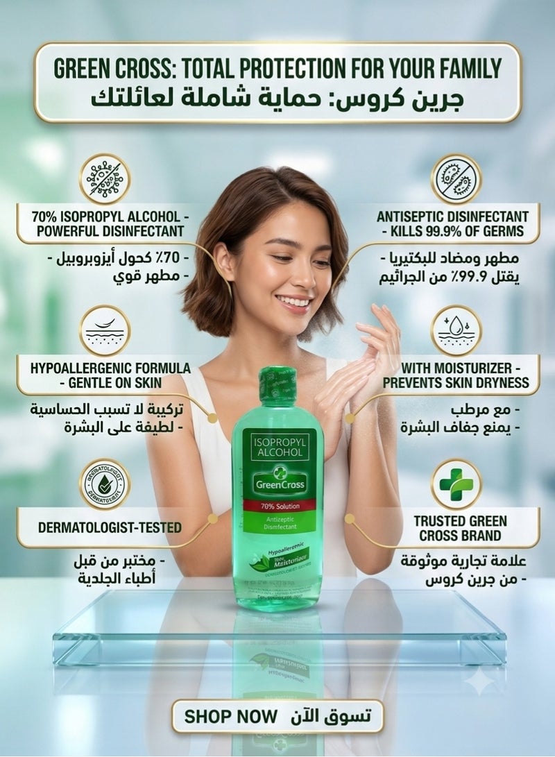 Green Cross Isopropyl Alcohol Disinfectant With Moisturizer 250ml - Image 3