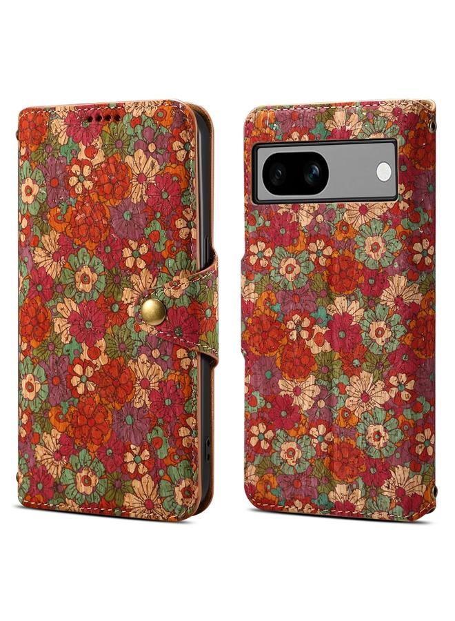 Denior Case For Google Pixel 7a Flower Language Series Cork Fabric Oil Edge Leather Phone Case - Image 1