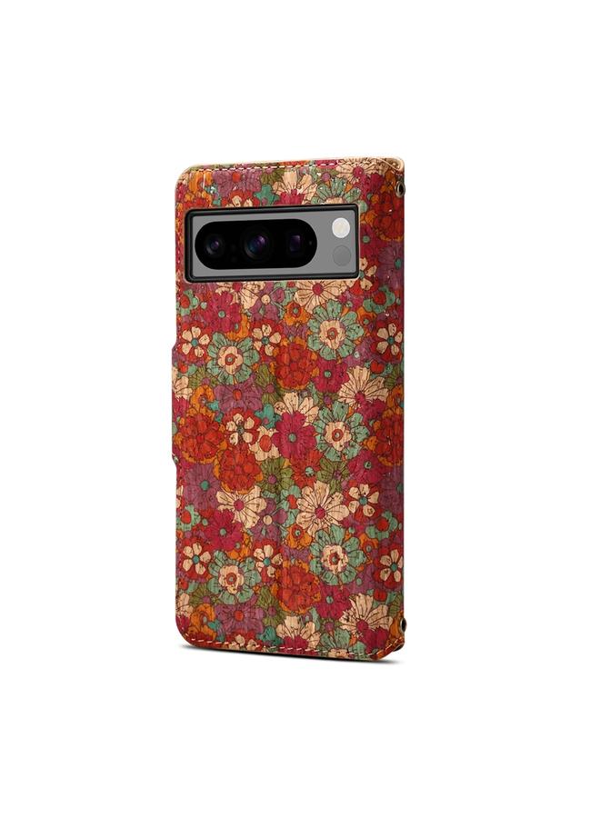 Denior Case For Google Pixel 7a Flower Language Series Cork Fabric Oil Edge Leather Phone Case - Image 3