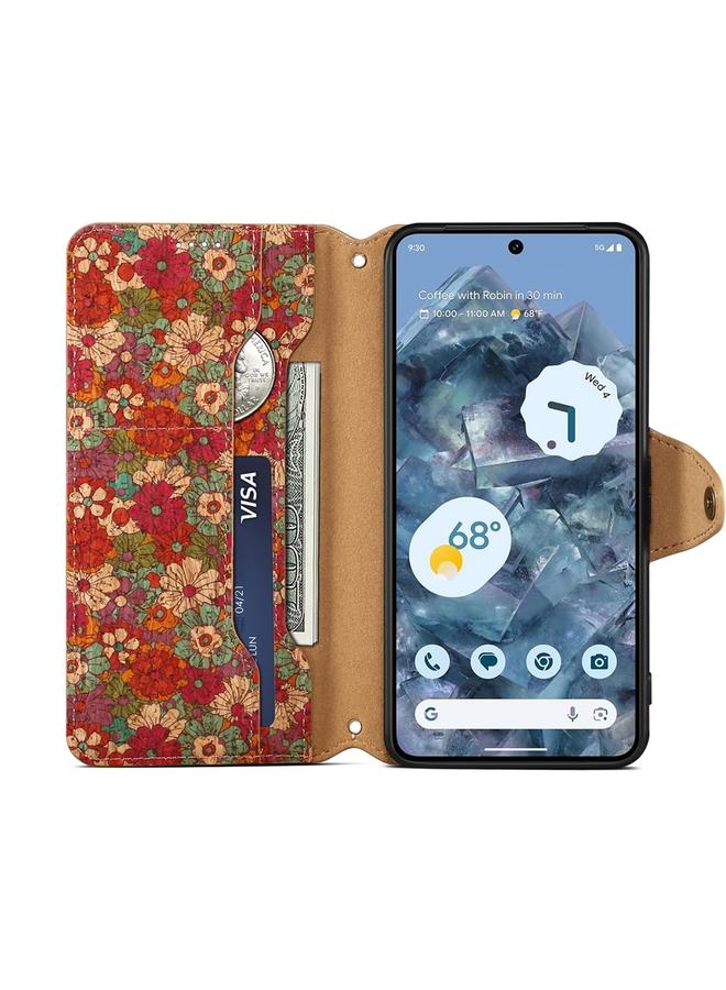 Denior Case For Google Pixel 7a Flower Language Series Cork Fabric Oil Edge Leather Phone Case - Image 4
