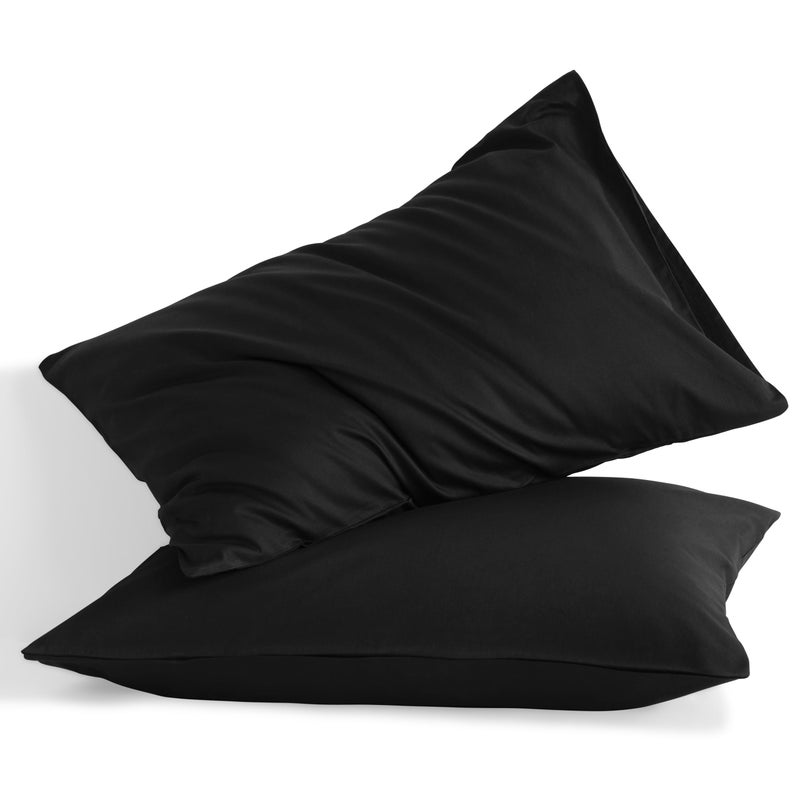 NTBAY Standard Cotton Pillowcases - Envelope Closure 20x26 Pillowcases Set of 2  Breathable and Soft Bed Pillow Cases  Black - Image 1