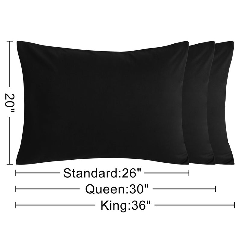 NTBAY Standard Cotton Pillowcases - Envelope Closure 20x26 Pillowcases Set of 2  Breathable and Soft Bed Pillow Cases  Black - Image 2