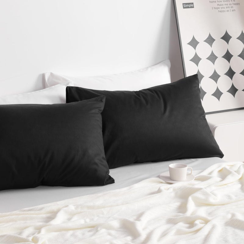 NTBAY Standard Cotton Pillowcases - Envelope Closure 20x26 Pillowcases Set of 2  Breathable and Soft Bed Pillow Cases  Black - Image 3