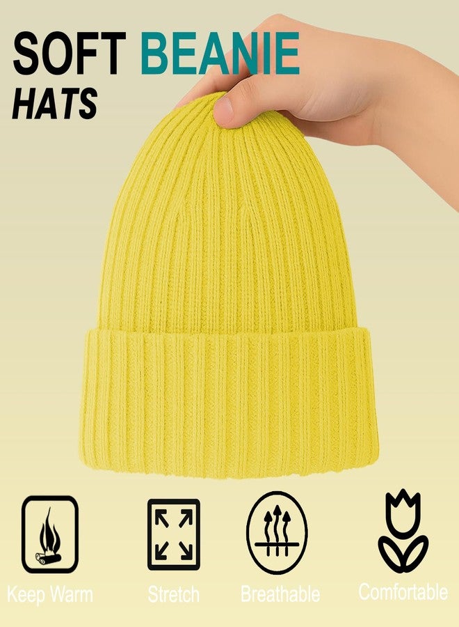 BISMAADH Fleece Lined Woolen Cuff Cap Beanie for Men & Women Warm Knit Winter Hat, Stretchy Fit, Soft & Durable Itch-Free Comfort Yellow - Image 4