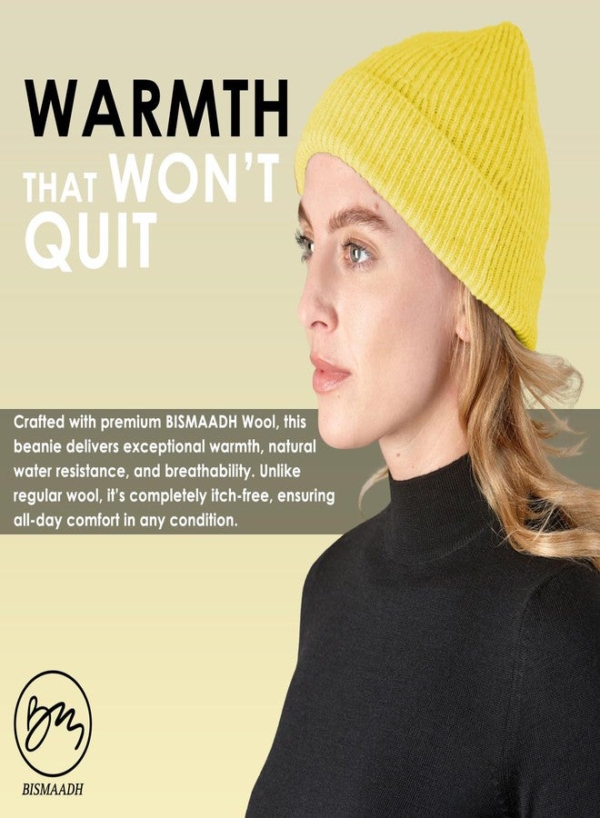 BISMAADH Fleece Lined Woolen Cuff Cap Beanie for Men & Women Warm Knit Winter Hat, Stretchy Fit, Soft & Durable Itch-Free Comfort Yellow - Image 5
