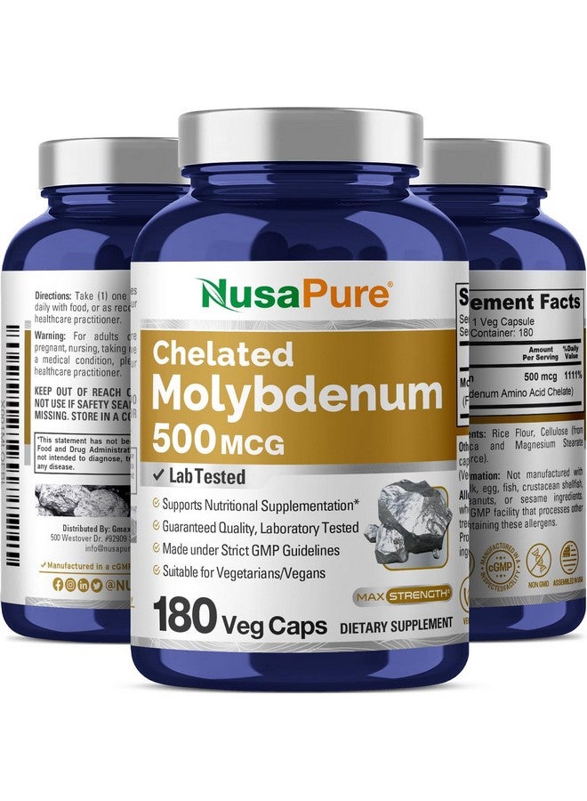 NusaPure Chelated Molybdenum 500 mcg 180 Vegetarian Caps (Vegan, Non-GMO) - Image 5