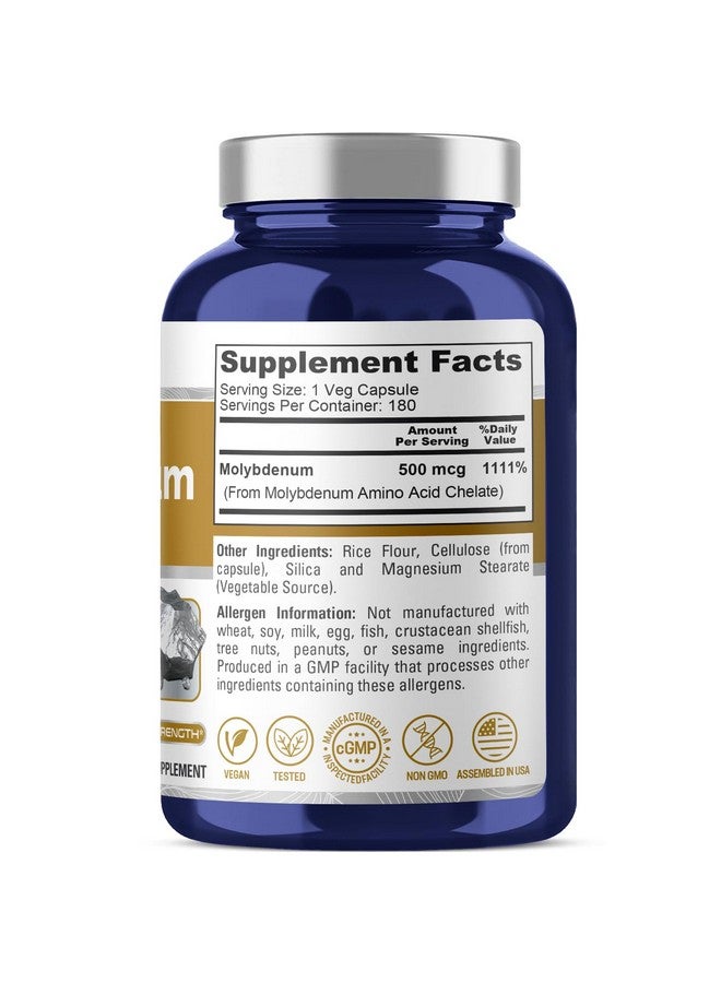 NusaPure Chelated Molybdenum 500 mcg 180 Vegetarian Caps (Vegan, Non-GMO) - Image 2