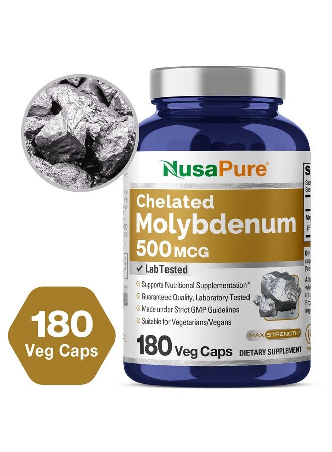 NusaPure Chelated Molybdenum 500 mcg 180 Vegetarian Caps (Vegan, Non-GMO) - Image 4
