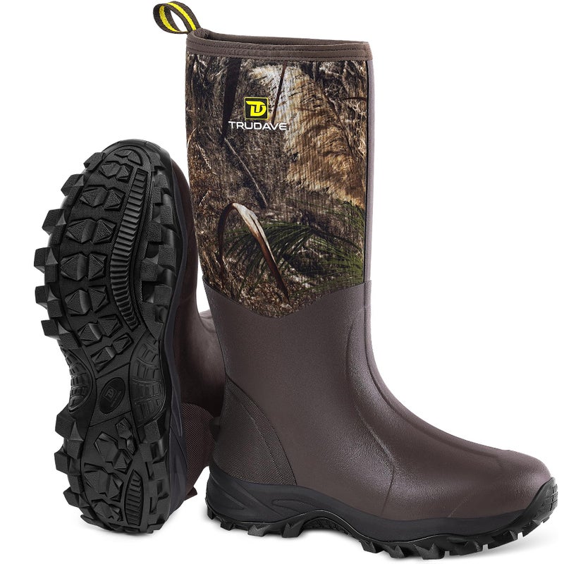Trudave Rubber Boots for Men & Women with Steel Shank, Reliable 6mm Neoprene Waterproof Insulated Rain Boots, Warm Anti-slip High Traction Multi-season Dry Mud Boot for Outdoor Work Hunting, Size 11 - Image 1