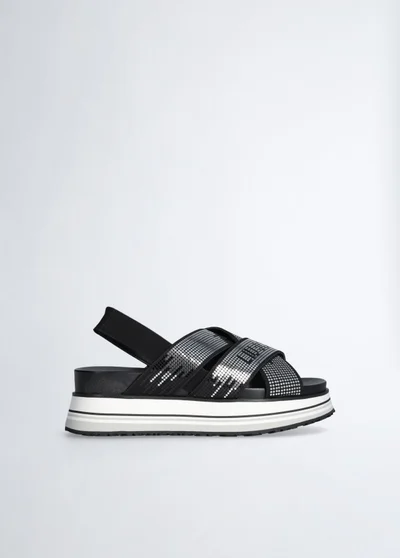 ليو جو صنادل بكعب منصة منسوجة