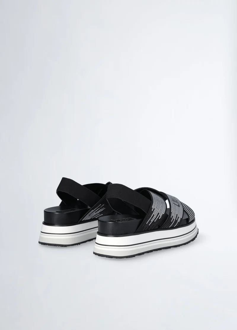 ليو جو صنادل بكعب منصة منسوجة