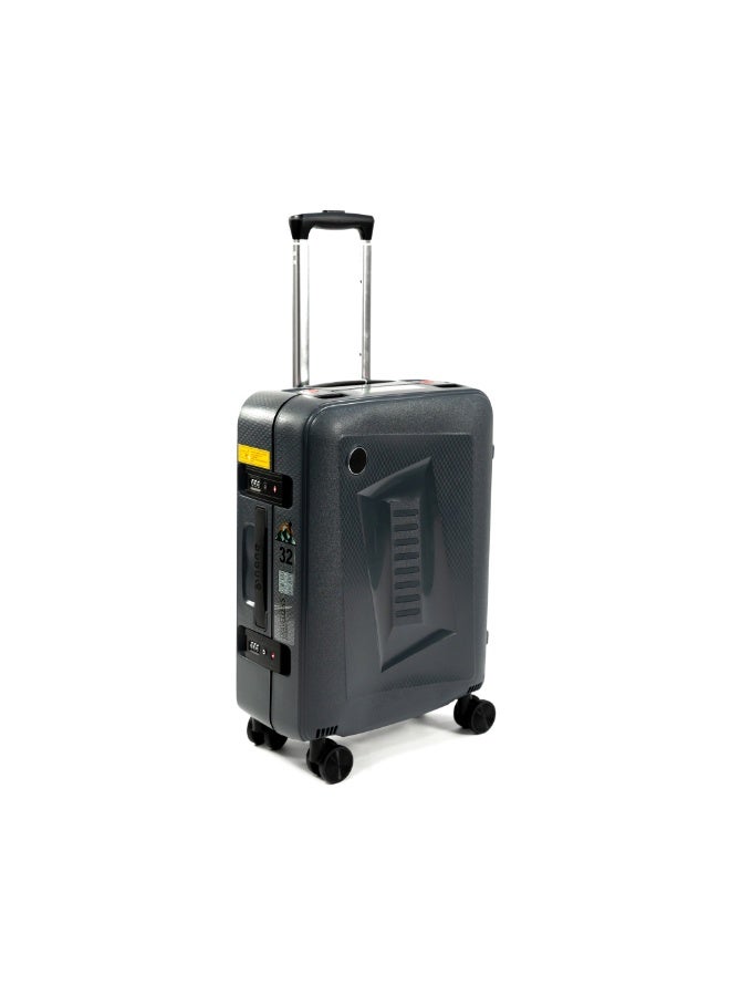 Large Checked suitcase traveling luggage fashion style rolling Cabin trolley bag Dark Gray 28 inch - Image 2