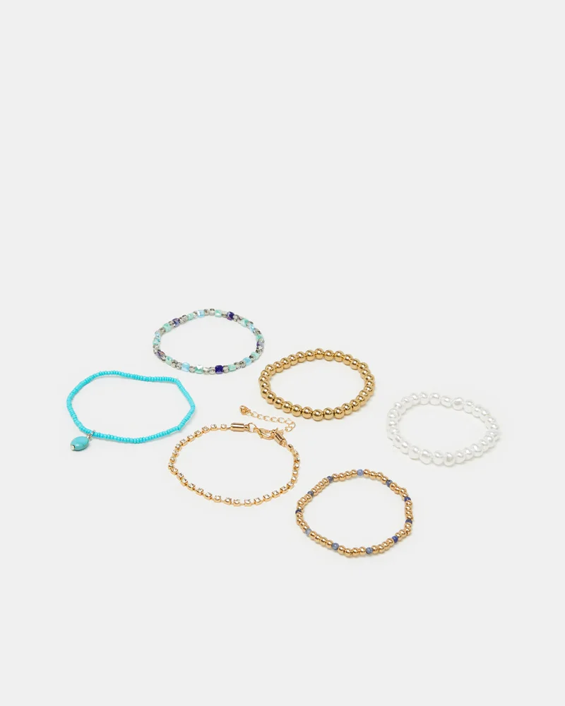 REDTAG Women Assorted Embellished Bracelets Set Of (6 Piece)