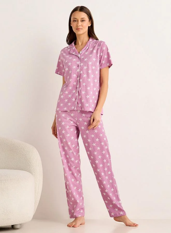سبلاش فيڤ Pyjama Set Button Down Shirt and Pants