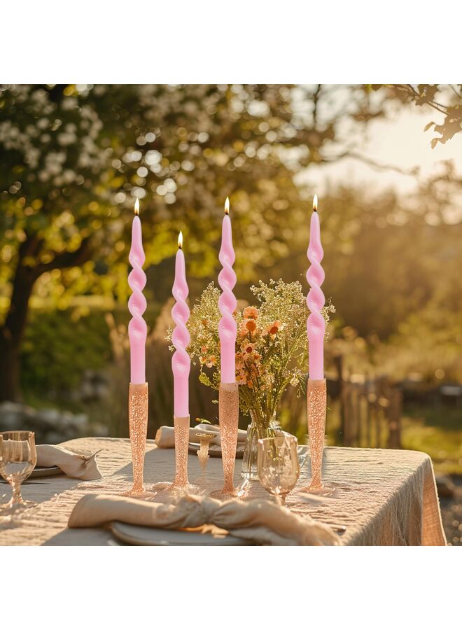 4 شموع حلزونية مدببة للمنزل، وحفلات الزفاف، وأعياد الميلاد، وديكور المنزل، وهدايا أعياد الميلاد، طولها 10 بوصات (لون وردي) - Image 4