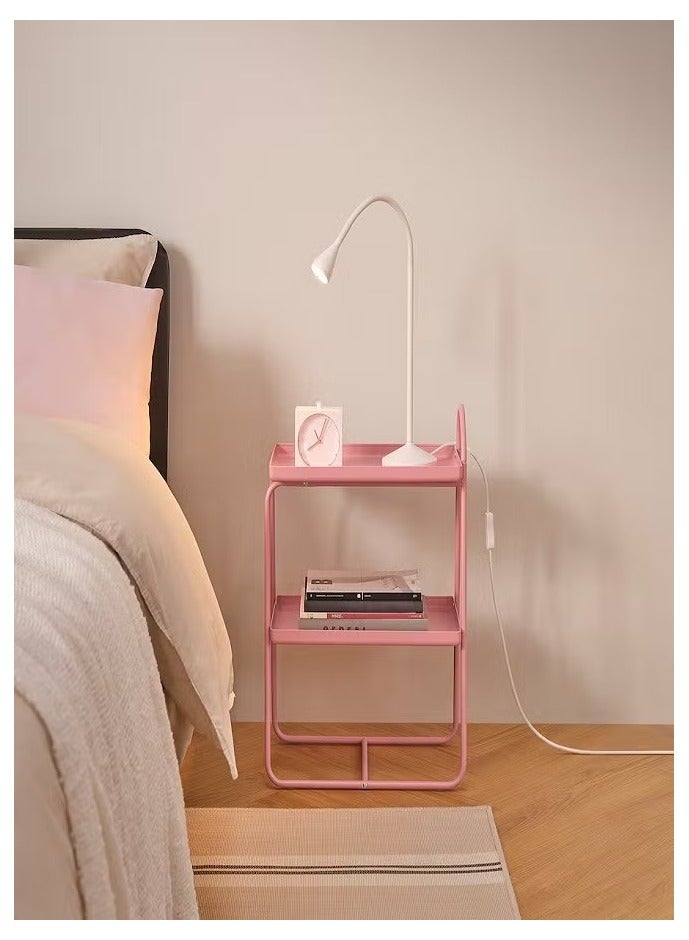 طاولة سرير جانبية/وحدة أرفف، وردي - Image 2