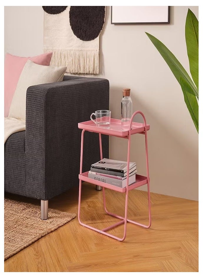 طاولة سرير جانبية/وحدة أرفف، وردي - Image 4