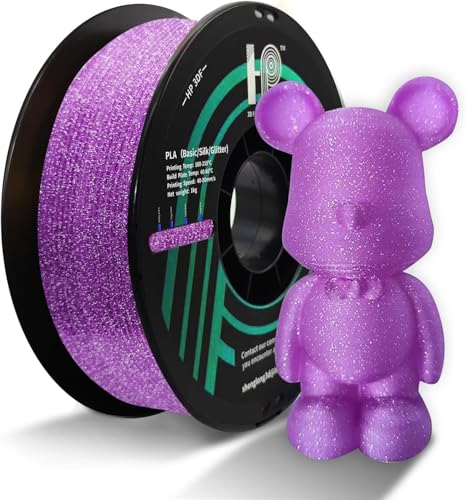 HP3DF Glitter PLA Filament, Twinkling 3D Printer Filament, PLA Filament 1.75mm Dimensional Accuracy +/- 0.02mm, 1KG Spool (2.2 lbs), Fit Most FDM Printer (Glitter Purple) - Image 1