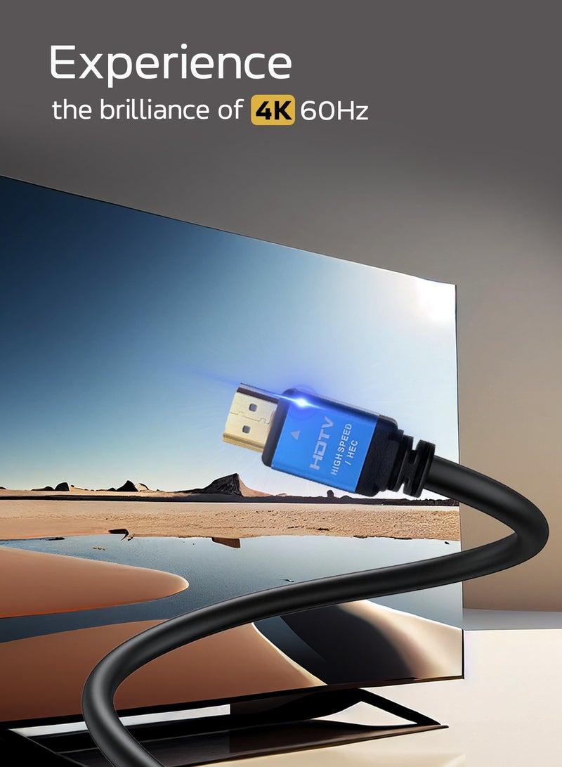 Tortox 4K 60Hz 2.0 HDMI Cable (3M), Ultra Speed HDMI 18Gbps, Supports 3D, Ethernet,1080P, Gold Plated Plug with Aluminum Shell Body For TV, Play Station, Computer, Monitor, Projector - Image 2