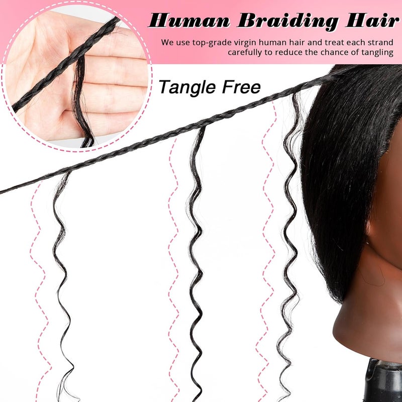 آيوكرتسي إكسسوارات ضفائر بوهو من شعر بشري للتصفيف، حزم شعر بشري لصنع الضفائر البوهو، حزم شعر بموجات عميقة، شعر بشري بدون نسيج، طول 18 بوصة، مجعد، 5 حزم، إجمالي وزن 100 جرام، اللون #T1B/30 - Image 4