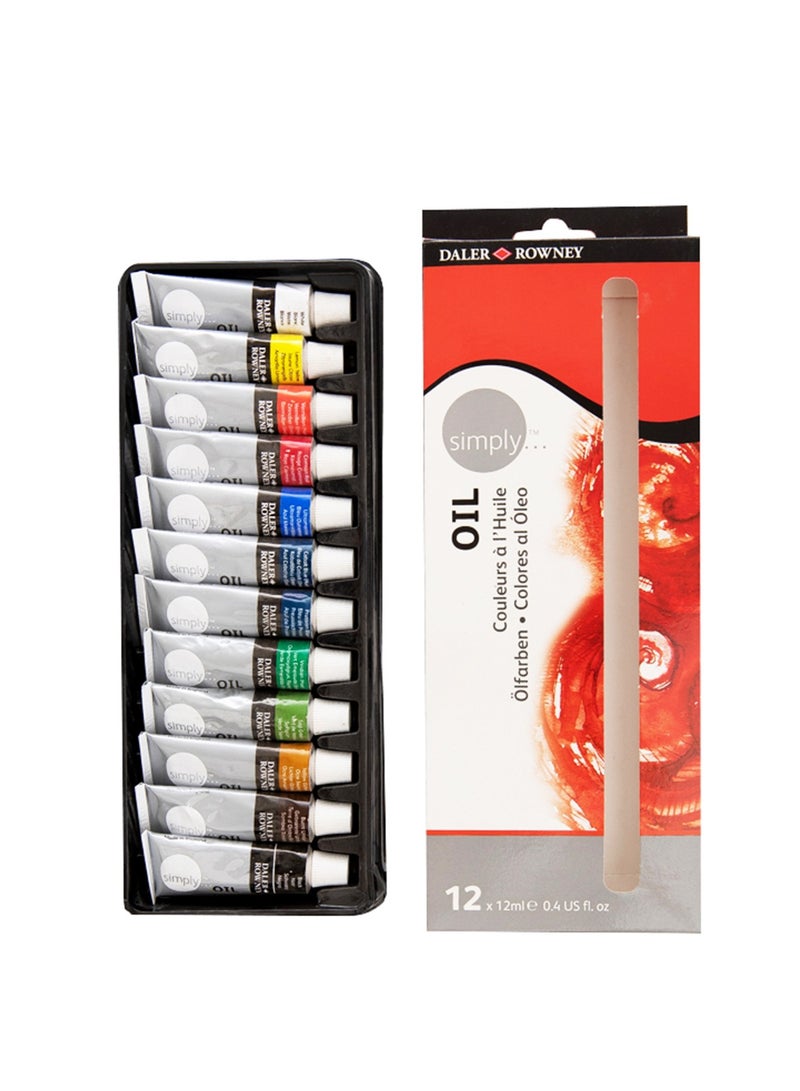 Daler Rowney 12-Piece Simply Oil Paint Tube Set 12ml Content  - Image 2