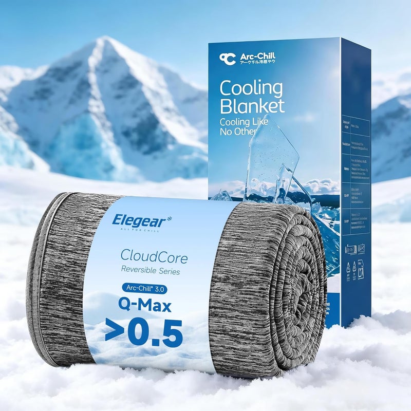 Elegear Revolutionary Cooling Blanket Queen Absorbs Heat to Keep Body Cool for Night Sweats, Arc-Chill3.0 Cool Fiber Q-Max>0.5 for Hot Sleepers, Lightweight Summer Cold Blankets for Sleeping 79" x 86" - Image 1