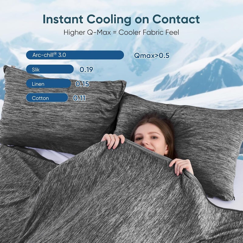 Elegear Revolutionary Cooling Blanket Queen Absorbs Heat to Keep Body Cool for Night Sweats, Arc-Chill3.0 Cool Fiber Q-Max>0.5 for Hot Sleepers, Lightweight Summer Cold Blankets for Sleeping 79" x 86" - Image 3