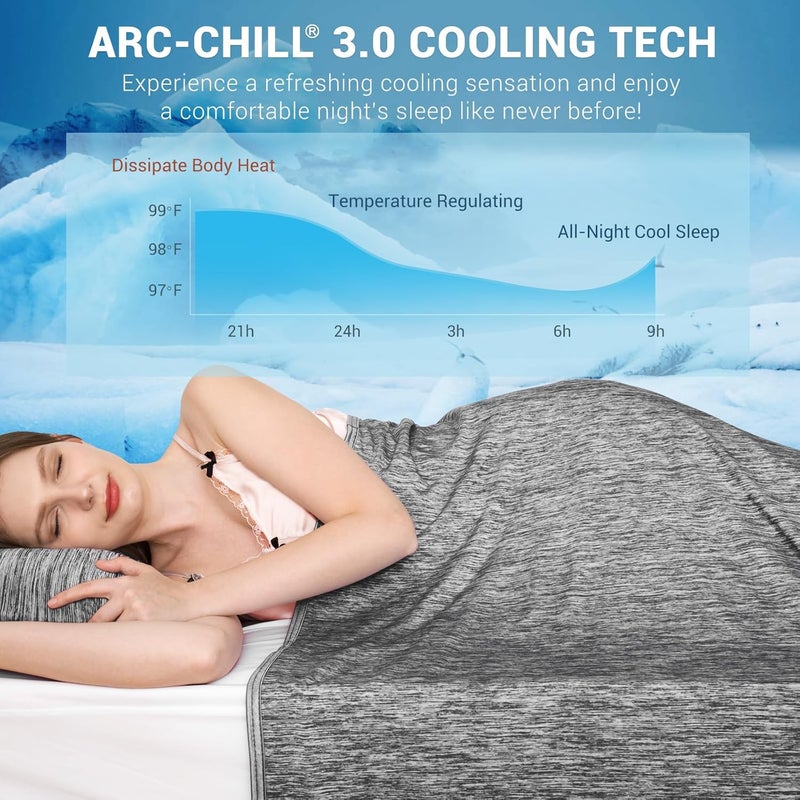 Elegear Revolutionary Cooling Blanket Queen Absorbs Heat to Keep Body Cool for Night Sweats, Arc-Chill3.0 Cool Fiber Q-Max>0.5 for Hot Sleepers, Lightweight Summer Cold Blankets for Sleeping 79" x 86" - Image 2
