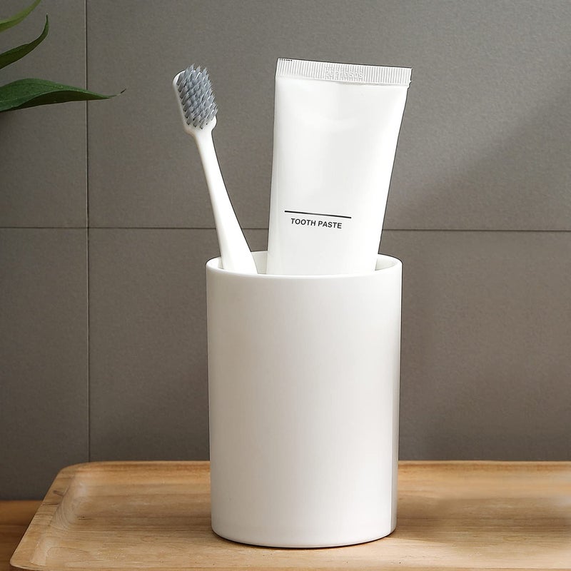 DeTii Bathroom Tumbler Cup 10.5oz Reusable Unbreakable Toothbrush Cup 300ml Mouthwash Cups Plastic Easy to Clean Bathroom Cup Toothbrush Holder Adequate for Your Bathroom (PP 1PC, White) - Image 1