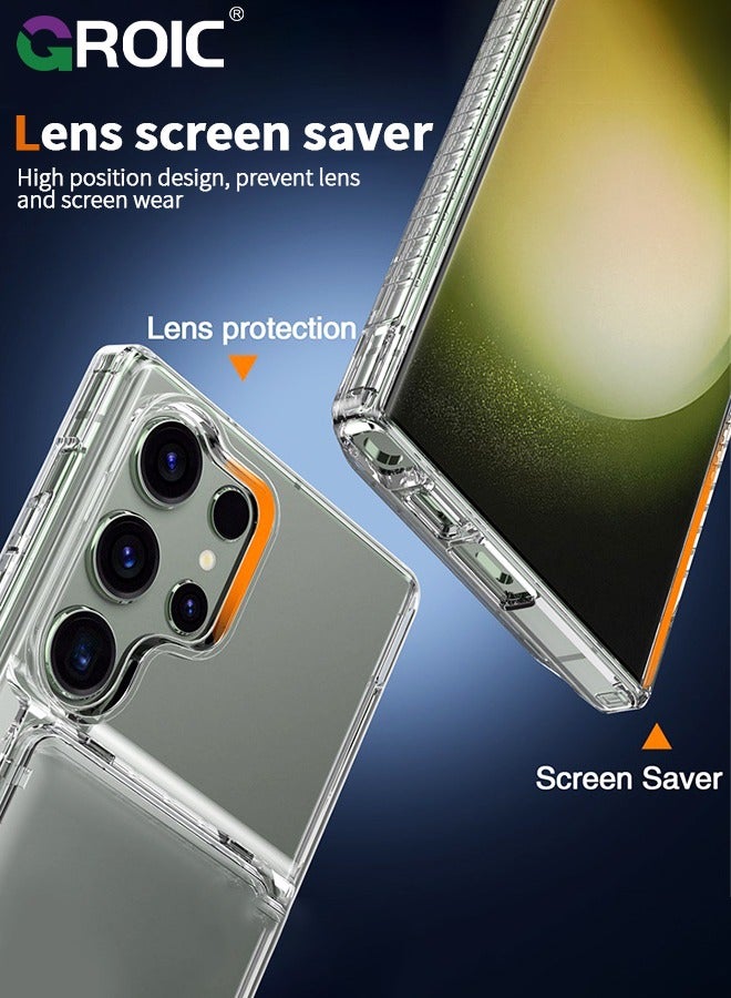 GROIC Samsung Galaxy S24 Ultra Clear Phone Case Compatible with MagSafe, Crystal Clear Slim Fit Thin Transparent Rugged Bumper Phone Cover Built-in Magnetic Ring Heavy Duty Shockproof  - Image 5