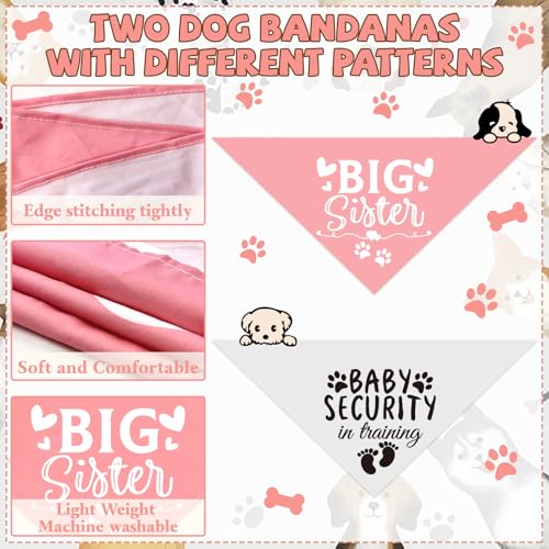 Bolake Dog Bandana Pregnancy Announcement Big Sister Doggy Bandana Baby Security in Training Printed Dog Bandanas Baby Announcement Puppy Scarf Pregnancy Pet Bandana for Dogs Pet Scarfs Accessories - Image 3