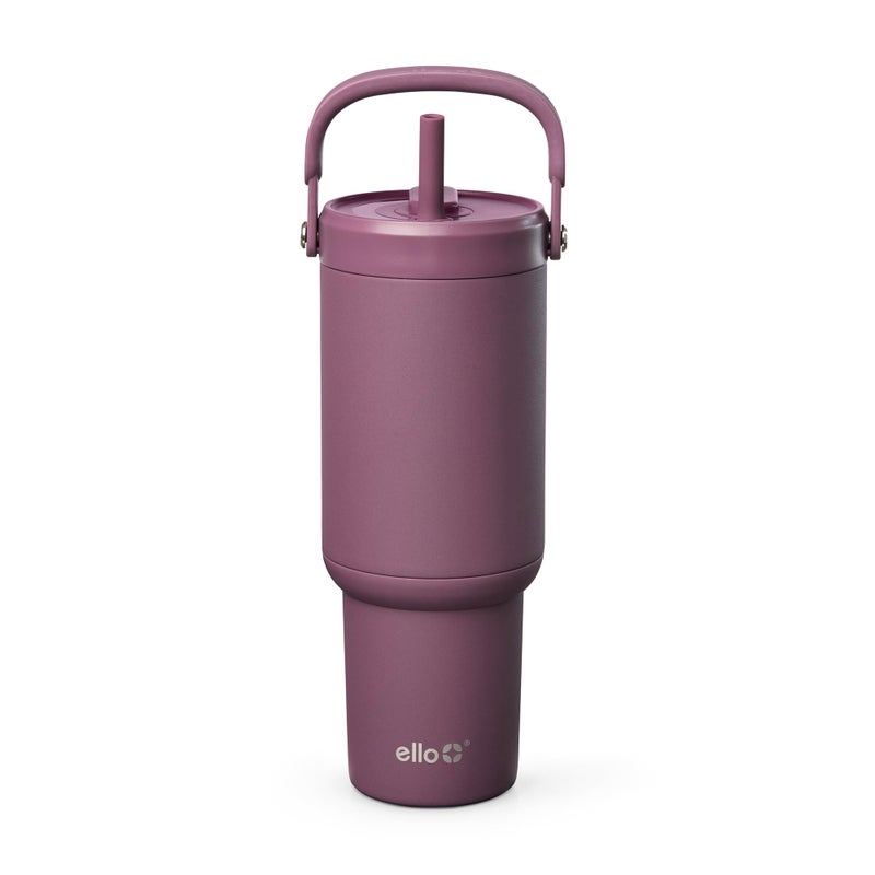 Ello Oasis Go+ 26oz Tumbler with Top Handle and Retracting Straw | Reusable Insulated Stainless Steel Cup, 100% Leakproof Water Bottle, 24 Hours Cold, Cup Holder Friendly For Travel | Wild Rasberry - Image 1