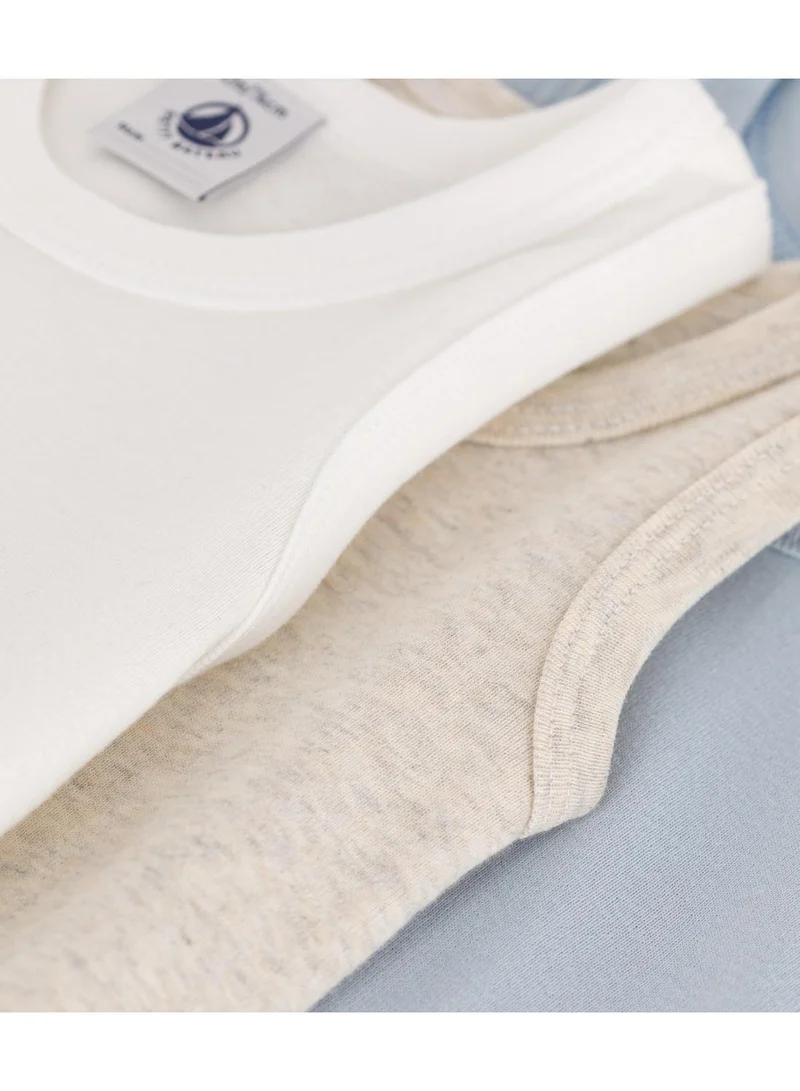 Petit Bateau Babies' sleeveless plain cotton bodysuits - 3-Pack