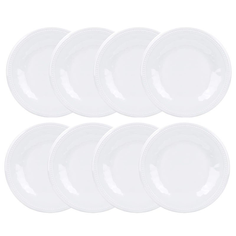 KXWARE Melamine Plates set of 8 11inches Dinner Plates Set for Indoor and Outdoor Use White